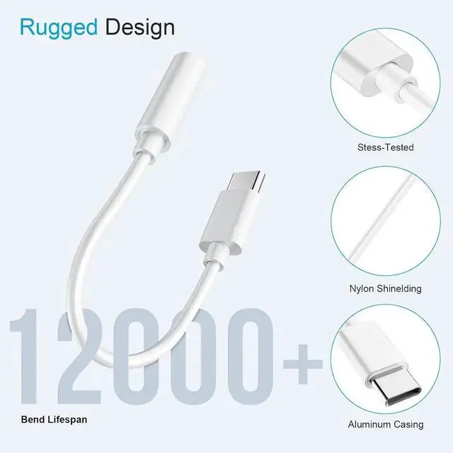 Alt view image 2 of 7 - 4PCS Type USB C to 3.5mm Female Headphone Jack Adapter USB Type C to Aux Audio Dongle Cable Cord Compatible with S20/S20+/S20 Ultra Pixel 4/+ 4XL and More USB C Devices