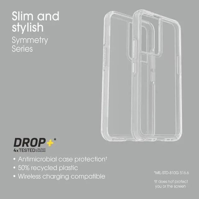 Alt view image 6 of 6 - Galaxy S22 Symmetry Series Case - STARDUST (GLITTER/CLEAR) Ultra-Sleek Wireless Charging Compatible Raised Edges Protect Camera & Screen