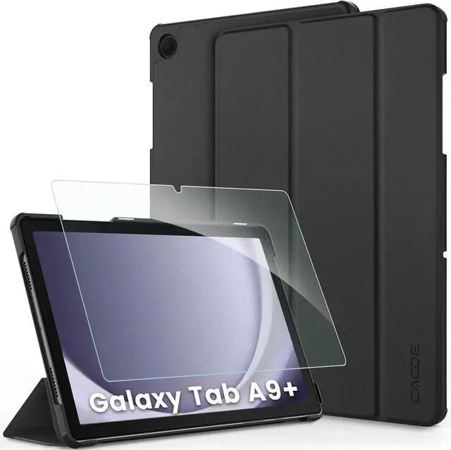 Alt view image 5 of 7 - Case for Galaxy Tab A9+ Plus 11 Inch 2023 (SM-X210/X216/X218) with Screen Protector Foldable Stand Slim Protective Case Auto Screen On/Off Black