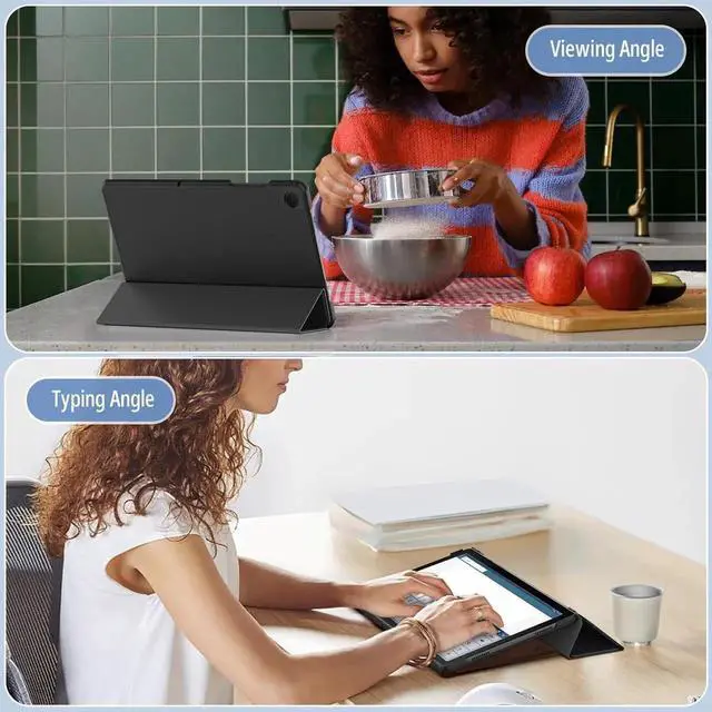 Alt view image 3 of 7 - Case for Galaxy Tab A9+ Plus 11 Inch 2023 (SM-X210/X216/X218) with Screen Protector Foldable Stand Slim Protective Case Auto Screen On/Off Black