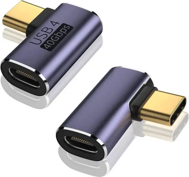 Main image of V VCOM USB C 90 Degree Adapter (2 Pack) 40Gbps Data Transfer USB Type C Male to Female Right Angle Extender for Steam Deck Switch Thunderbolt4 Laptop Mobile Phone Tablet