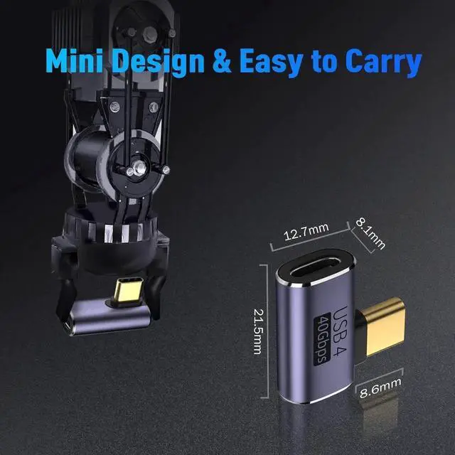 Alt view image 4 of 7 - V VCOM USB C 90 Degree Adapter (2 Pack) 40Gbps Data Transfer USB Type C Male to Female Right Angle Extender for Steam Deck Switch Thunderbolt4 Laptop Mobile Phone Tablet