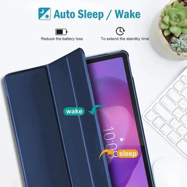 Alt view image 7 of 7 - Smart Case for Idea Tab Pro 12.7 2025 with Pen Holder Slim Stand Tri-Fold Protective Tablet Cover Translucent Back Case Support Auto Wake/Sleep -Navy