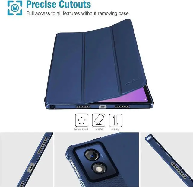 Alt view image 3 of 7 - Smart Case for Idea Tab Pro 12.7 2025 with Pen Holder Slim Stand Tri-Fold Protective Tablet Cover Translucent Back Case Support Auto Wake/Sleep -Navy