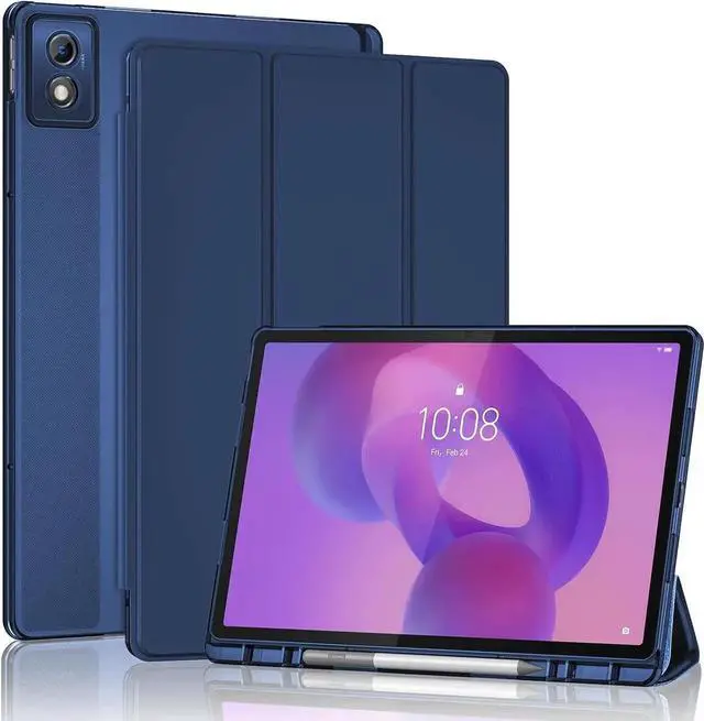 Main image of Smart Case for Idea Tab Pro 12.7 2025 with Pen Holder Slim Stand Tri-Fold Protective Tablet Cover Translucent Back Case Support Auto Wake/Sleep -Navy
