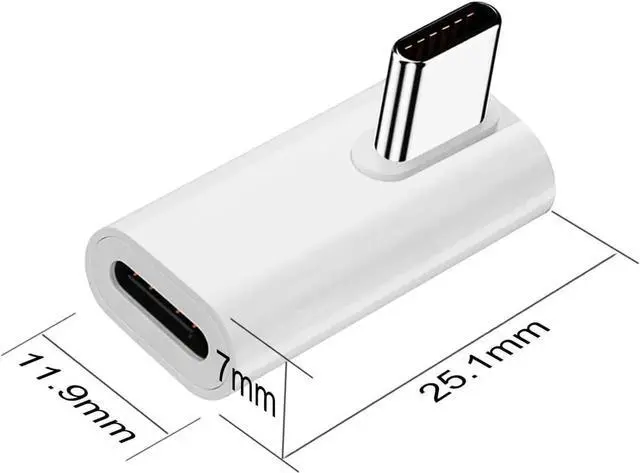 Alt view image 3 of 6 - 2 Pack USB C Male to Female Adapter 90 Degree Right Angle Type C Extender Support 140W 40Gbps 8K@60Hz for Thunderbolt 4/3 MacBook Pro/Air Laptop Phones and More Type C Devices (White)