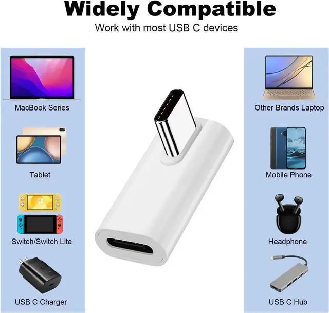 Alt view image 5 of 6 - 2 Pack USB C Male to Female Adapter 90 Degree Right Angle Type C Extender Support 140W 40Gbps 8K@60Hz for Thunderbolt 4/3 MacBook Pro/Air Laptop Phones and More Type C Devices (White)