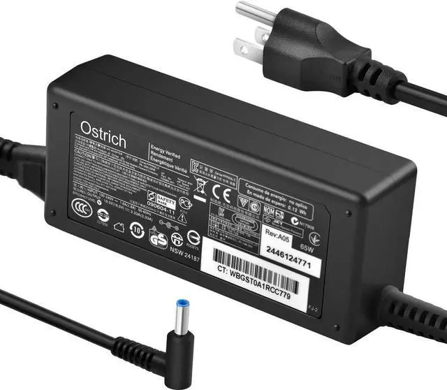 Alt view image 3 of 7 - Charger Compatible with HP Laptop Computer 65W 45W Smart Blue Tip Power Adapter