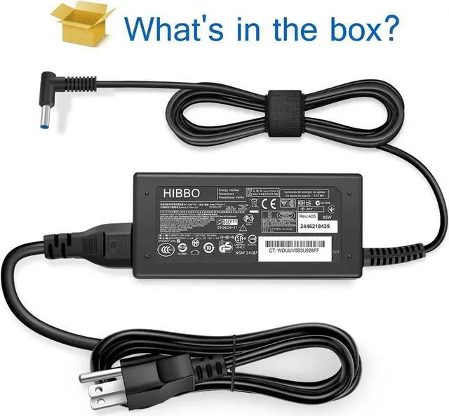 Alt view image 2 of 7 - Charger Compatible with HP Laptop Computer 65W 45W Smart Blue Tip Power Adapter