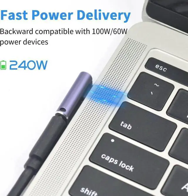 Alt view image 3 of 6 - USB C Right Angle Adapter 240W Right Angle 90 Degree USB C Male to Female Extender Support 40Gbps Data Transfer 8K Video with LED Light for ipad MacBook Tablet Phone 2pcs