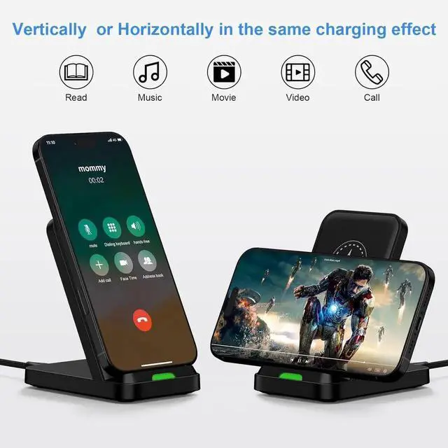 Alt view image 5 of 7 - Wireless Charger Fast Charging Stand for Galaxy S25 FE/S25Ultra/S24 Plus/S23+/S22/S21/S20/S10 Wireless Phone Charger Android Desk Charging Station for Google Pixel 9 Pro XL/8 with 18W Adapter
