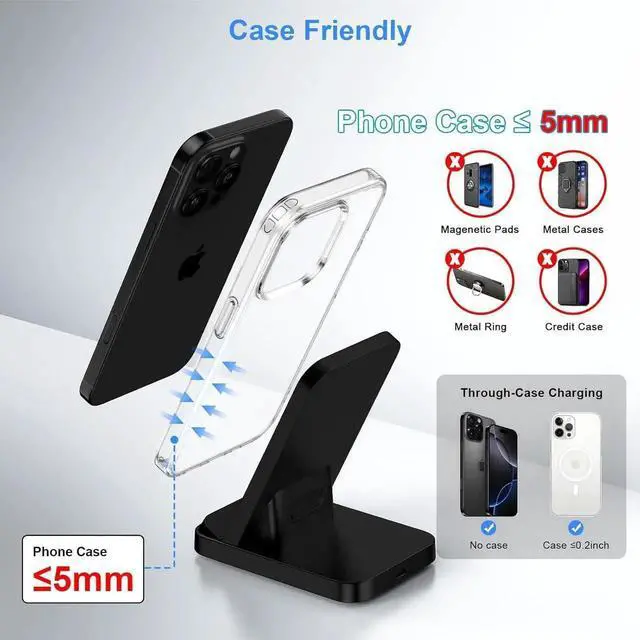 Alt view image 2 of 7 - Wireless Charger Fast Charging Stand for Galaxy S25 FE/S25Ultra/S24 Plus/S23+/S22/S21/S20/S10 Wireless Phone Charger Android Desk Charging Station for Google Pixel 9 Pro XL/8 with 18W Adapter