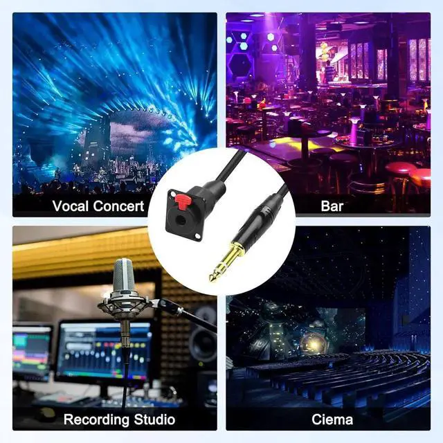 Alt view image 7 of 7 - D-Type 6.35mm 1/4 Female Panel Mount to 6.35mm Male Stereo Connector Cable 6.35mm TRS Female Socket to 6.35mm TRS Male Adapter Cord Speaker Headphone Extension Cable-0.5M/1.6FT Red