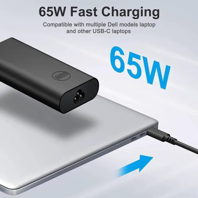 Alt view image 4 of 7 - Charger Compatible with Laptop Computer 65W 45W USB C Fast Power Adapter New Slim Chromebook Charger Type C Power Cord