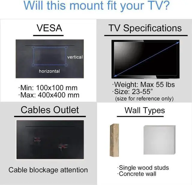 Alt view image 5 of 7 - Suptek TV Wall Mount Swivel and Tilt Full Motion for Most 23 to 55 inch TV Mount up to 55lbs max VESA 400x400mm (A1+)