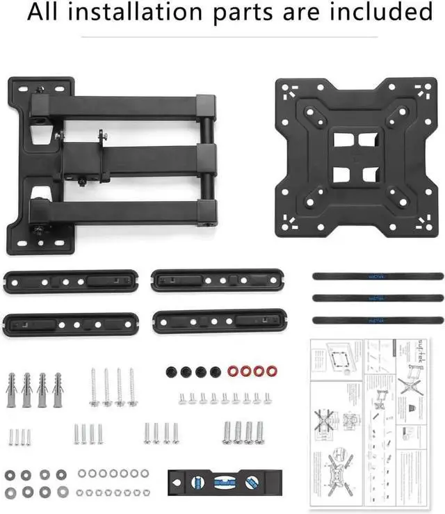 Alt view image 3 of 7 - Suptek TV Wall Mount Swivel and Tilt Full Motion for Most 23 to 55 inch TV Mount up to 55lbs max VESA 400x400mm (A1+)