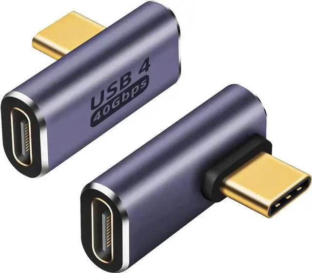 Main image of USB C Right Angle Adapter 100W PD USB4 Type C Adapter 40Gbps 90 Degree USB C Right Angle Adapter Support 8K 60Hz Video with LED Light for ipad Thunderbolt 4 MacBook Tablet Phone (2 Pack)