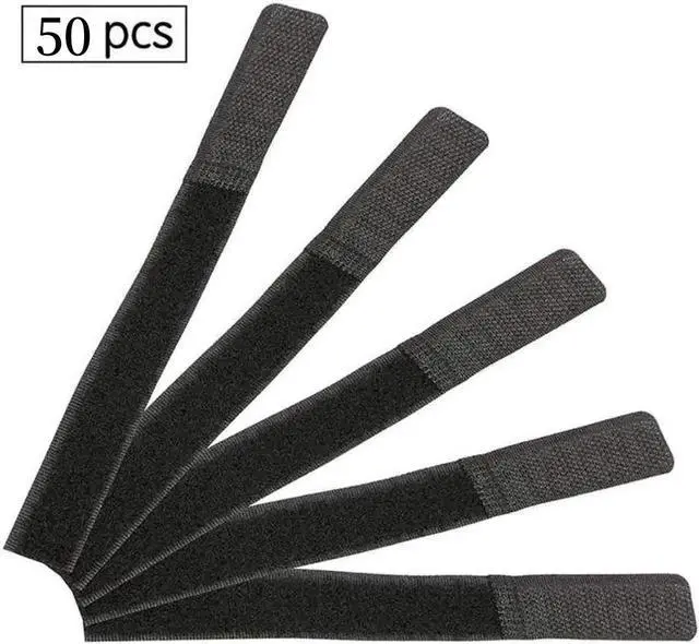 Alt view image 3 of 7 - 50PCS Reusable Cable Ties, Travel Wire & Cord Straps Organizer, Under Desk Cable Management for Computer/PC/Laptop/TV/Electronics, Black Nylon and 7 Inches in Length