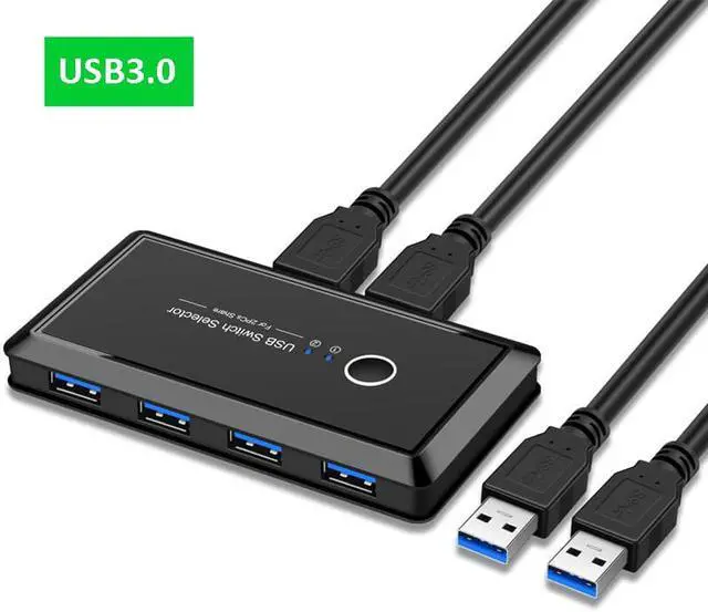 Main image of USB KVM Switch USB 3.0 Switcher 2 Port PCs Sharing 4 Devices for Keyboard Mouse Printer Monitor USB 3.0 Switch Selector for Keyboard Mouse Scanner Printer Kvm Switch Hub U-Disk, Printer