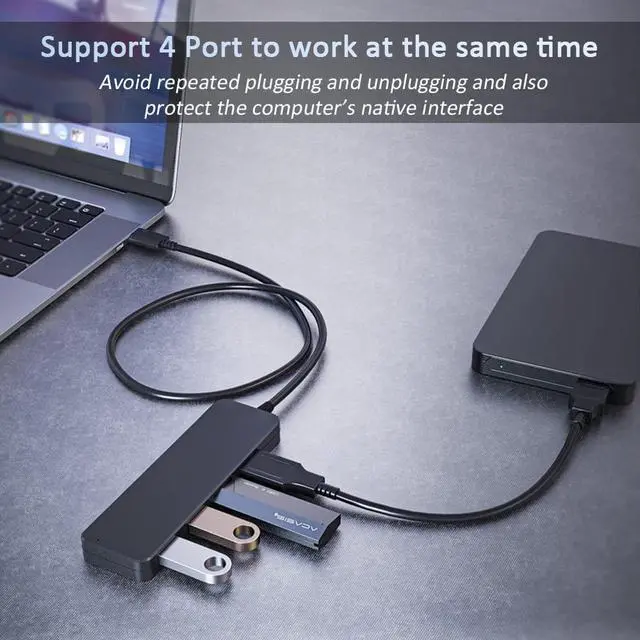 Alt view image 2 of 7 - USB 3.0 Hub,  4-Port USB Hub USB Splitter USB Expander for Laptop, Xbox, Flash Drive, HDD, Console, Printer, Camera,Keyborad, Mouse
