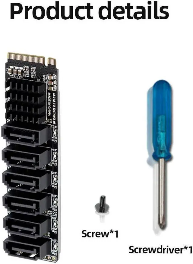Alt view image 6 of 6 - M.2 NVME PCI-E PCIE X4 X8 X16 To 6 Port 3.0 SATA Adapter Card Riser III ASM1166 6GB/S Chassis server PC Computer Expansion