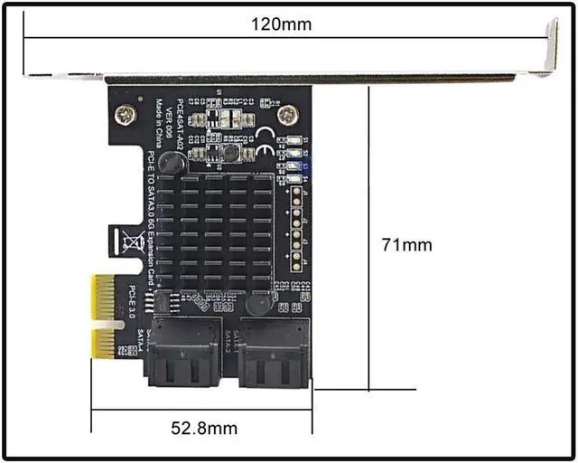 Alt view image 3 of 7 - 4 Port SATA III PCIe Expansion Card 6Gbps SATA 3.0 to PCI-e 1X Controller Card PCI Express Adapter Converter with Bracket