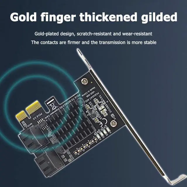 Alt view image 7 of 7 - 4 Port SATA III PCIe Expansion Card 6Gbps SATA 3.0 to PCI-e 1X Controller Card PCI Express Adapter Converter with Bracket