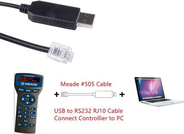 Alt view image 2 of 6 - USB to RS232 RJ10 4P4C Console Upgrade Cable for Meade HC 497 Autostar Audiostar,for Meade 505 Cable Replacement, for LX200 LX90 LX850 LX600 LX80 ETX125 ETX90 ETX80 LX65