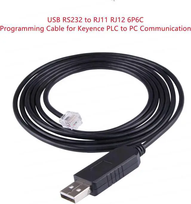 Alt view image 2 of 6 - USB RS232 to RJ11 RJ12 6P6C Programming Cable for Keyence PLC to PC Communication, FTDI Chip Built-in