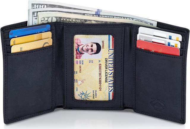 Buy Stealth Mode Trifold Leather Wallet for Men with ID Holder and RFID  Blocking (Black) at