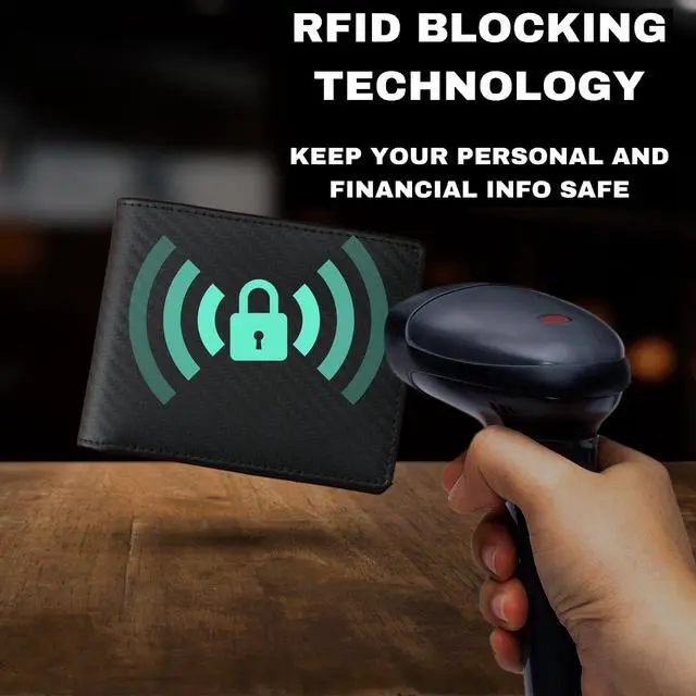 Alt view image 2 of 6 - Stealth Mode Leather Bifold Wallet for Men With ID Window and RFID Blocking (Carbon Fiber)