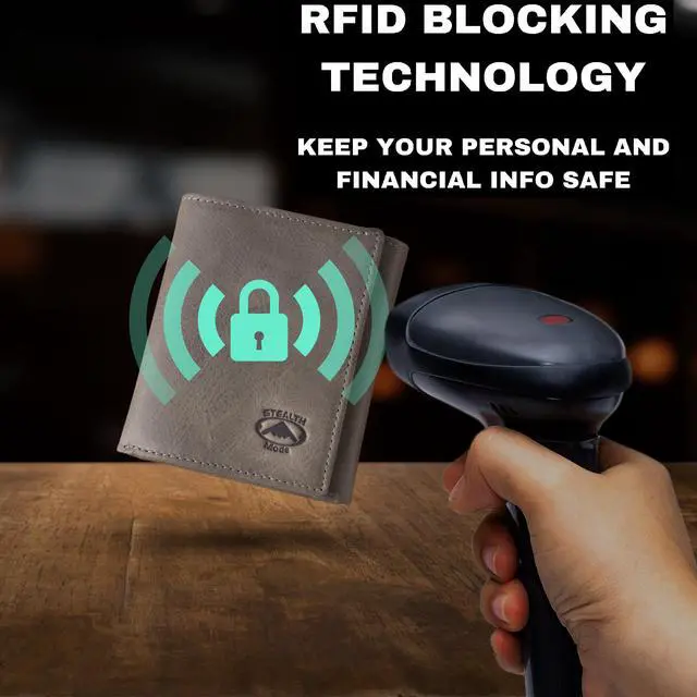 Alt view image 3 of 6 - Stealth Mode Leather Trifold RFID Wallet For Men With Flip Out ID Holder Grey