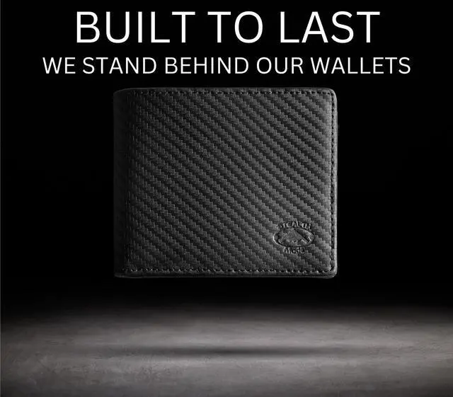 Alt view image 2 of 6 - Stealth Mode Leather Bifold Wallet for Men With ID Window and RFID Blocking Carbon Fiber