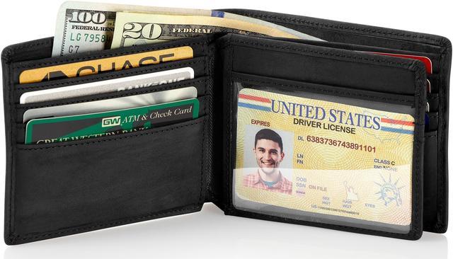 Stealth Mode Leather Bifold Wallet for Men With ID Window and RFID