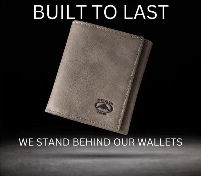 Alt view image 5 of 6 - Stealth Mode Trifold Wallet - RFID Blocking Wallet with Flip ID Holder - Leather Case for Money, Credit Cards - Mens Organizer, Divided Billfold, Identity Protection - Men's Gifts Grey