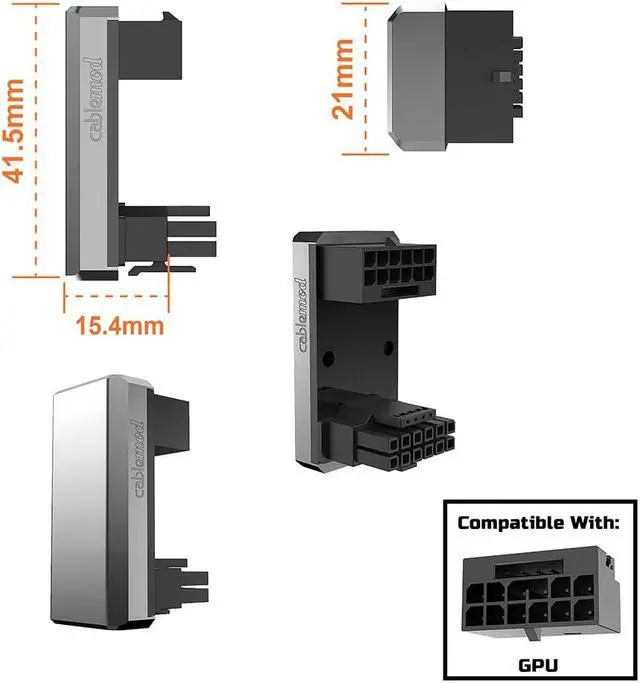 Alt view image 4 of 7 - CableMod 12VHPWR 180 Degree Angled Adapter  Variant B