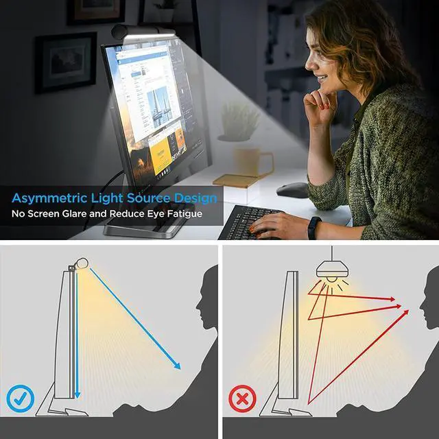 Alt view image 2 of 7 - Display Hanging Lamp Musical Rhythm Eyes Protection Learning Desk Lamp Home PC Computer LED Gaming Monitor Light Bar