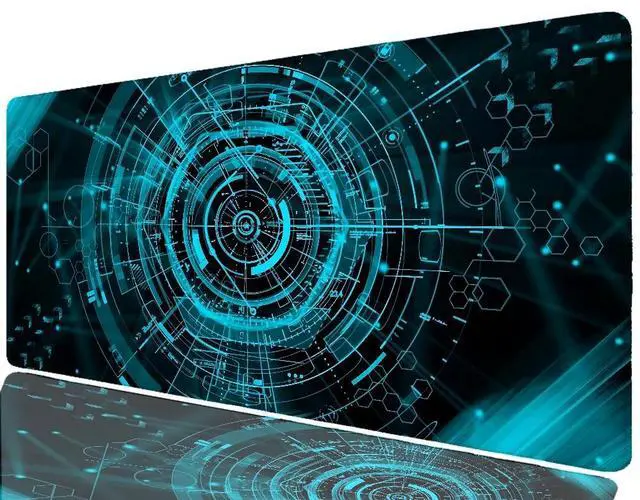 Main image of RAMAHP Gaming Mouse Pad Large Keyboard Pad 23.6 x 11.8in Cyberpunk Geared Machinery Mouse Pad for Keyboard with Anti-Slip Rubber Base, Extended Desk Pad Keyboard Pad Mouse Mat Green