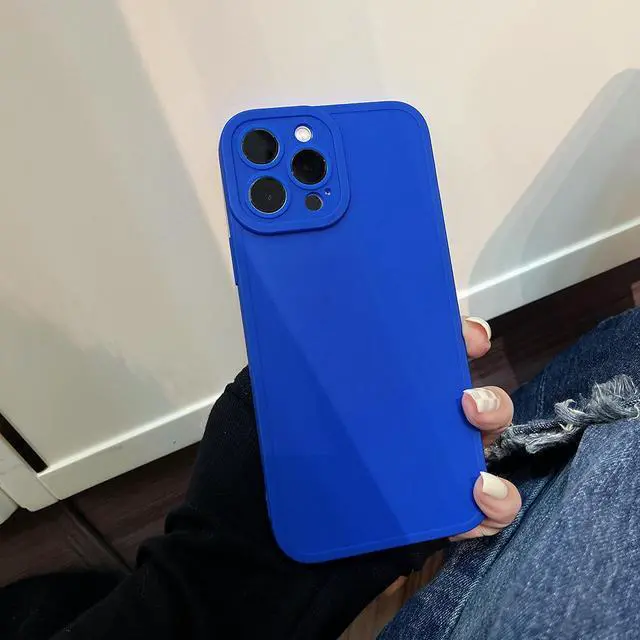 Alt view image 4 of 7 - Simple blue TPU case for iPhone 13 Pro Max