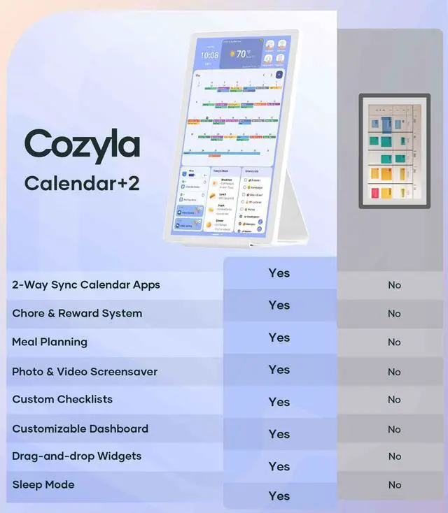 Alt view image 3 of 7 - Cozyla 15.6'' Digital Calendar Wall Touch Screen Chore Chart to Do List Notepad Smart Electronic Calendar for Family Meal Planner Android Tablet Support All Google Play Apps w/Stand Wall Mount White
