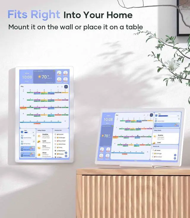 Alt view image 7 of 7 - Cozyla 15.6'' Digital Calendar Wall Touch Screen Chore Chart to Do List Notepad Smart Electronic Calendar for Family Meal Planner Android Tablet Support All Google Play Apps w/Stand Wall Mount White