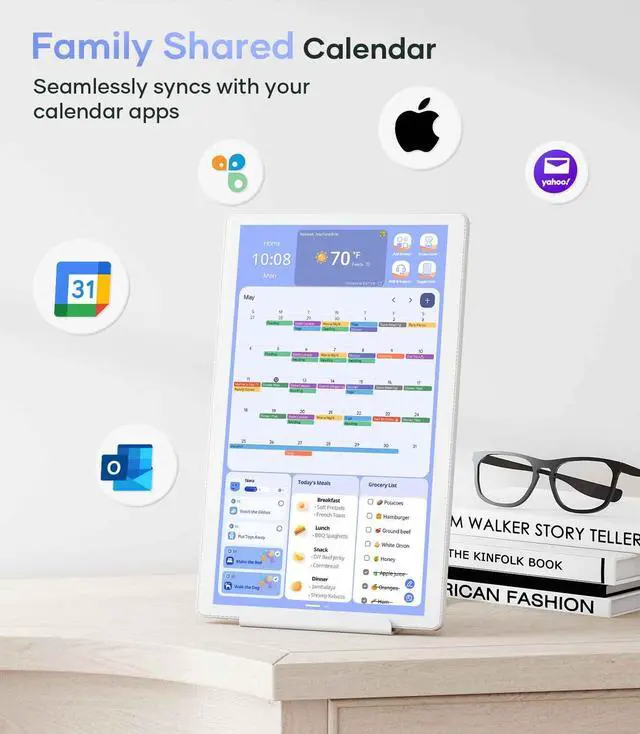 Alt view image 2 of 7 - Cozyla 15.6'' Digital Calendar Wall Touch Screen Chore Chart to Do List Notepad Smart Electronic Calendar for Family Meal Planner Android Tablet Support All Google Play Apps w/Stand Wall Mount White