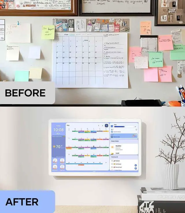 Alt view image 4 of 7 - Cozyla 15.6'' Digital Calendar Wall Touch Screen Chore Chart to Do List Notepad Smart Electronic Calendar for Family Meal Planner Android Tablet Support All Google Play Apps w/Stand Wall Mount White
