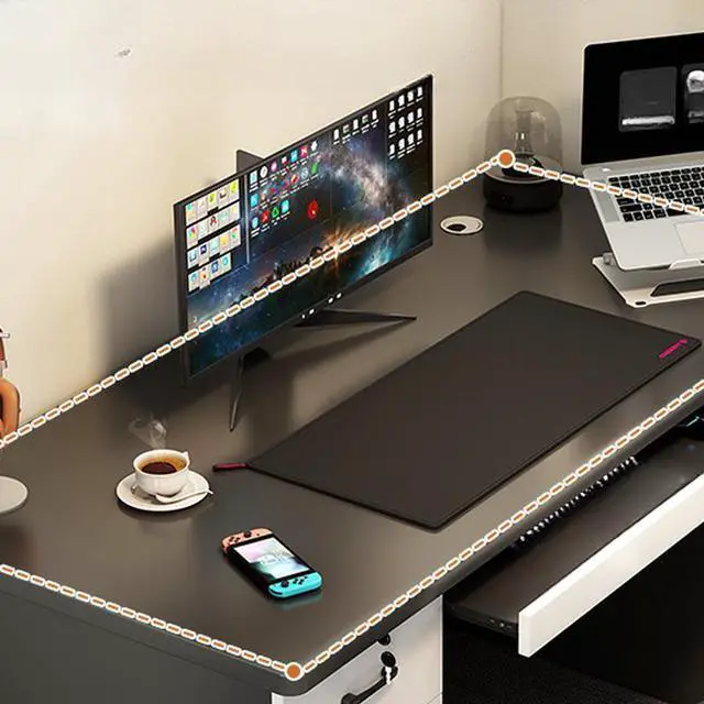Alt view image 4 of 7 - Baycheer Black and White Desk with Keyboard Tray 55 INCH Computer Desk Gaming Desk for Home Office Study Desk with Monitor Shelf Industrial PC Desk Studio Desk with 4 Drawers and CPU Storage