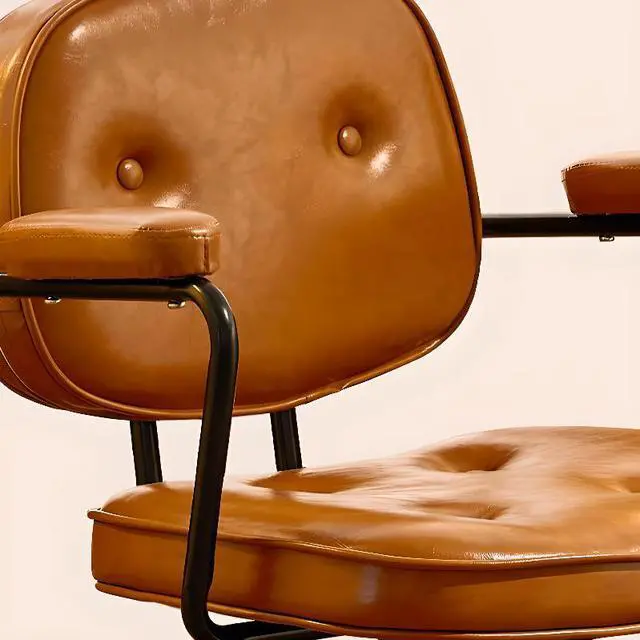 Alt view image 3 of 7 - Baycheer Brown Leather Reclining Function Desk Chair Office Chair with Mid Back Support Armrest Adjustable-Height 360° Swivel Rolling Task Chair Home Office Modern Vanity Chair
