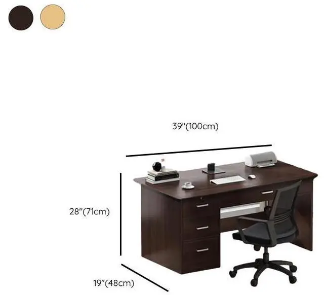 Alt view image 2 of 5 - Baycheer Computer Desk with 4 Drawers 40 Inch Home Office Desk Writing Desk Work Desk PC Table Study Desk with 3-Tier Drawers Storage, Modern Style for Small Spaces, Bedroom, Gaming