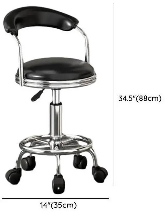Alt view image 2 of 7 - Baycheer 35''H Precision Extended Height Swivel Stool w/Adjustable Height Swivel Task Chair Lab Stool Medical Stools Soft-Touch Leather, Black