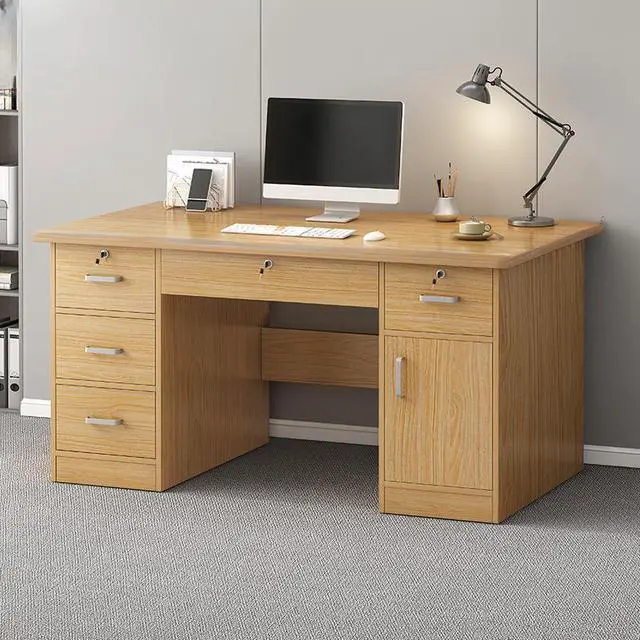 Alt view image 2 of 3 - Baycheer 47'' Modern Office Desk with 5 Locking Drawers and a locker Storage Study Work Writing Desk for Home Office Executive Desk Bedroom Simple Style PC Table with Storage,Gaming,Wood