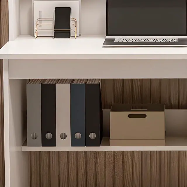 Alt view image 3 of 4 - Baycheer Desk with Hutch Heavy Duty Computer Desk with 5-Cubby Hutch,Storage Shelves Bookshelves Home PC Desk with Bookshelf, Study Writing Table, PC Desk Workstation for Bedroom 31.5"