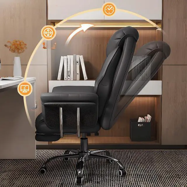 Alt view image 2 of 7 - Baycheer Office Chair, Big and Tall Office Chair with Foot Rest Ergonomic Office Chair Home Office Desk Chairs Tilt Lock Studio Chairs with Back, Back Support Lumbar Support